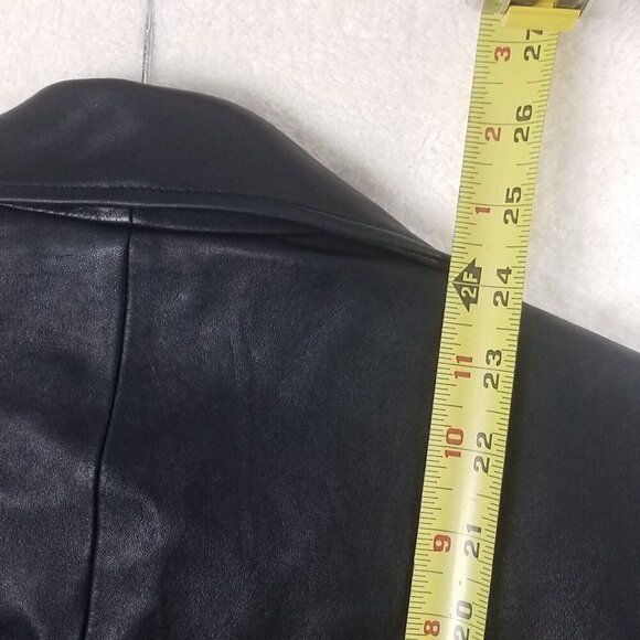 BP Women's Genuine Lamb Skin Leather Jacket Size S Button Front Black pocket - Picture 15 of 15